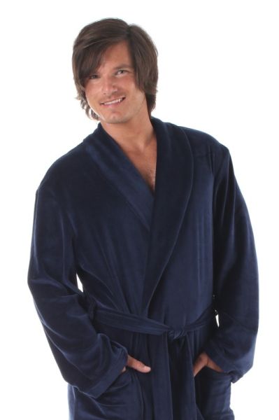 RIO pánský tenký župan se šálovým límcem, Tmavě modrá, vel. XXL, galerie